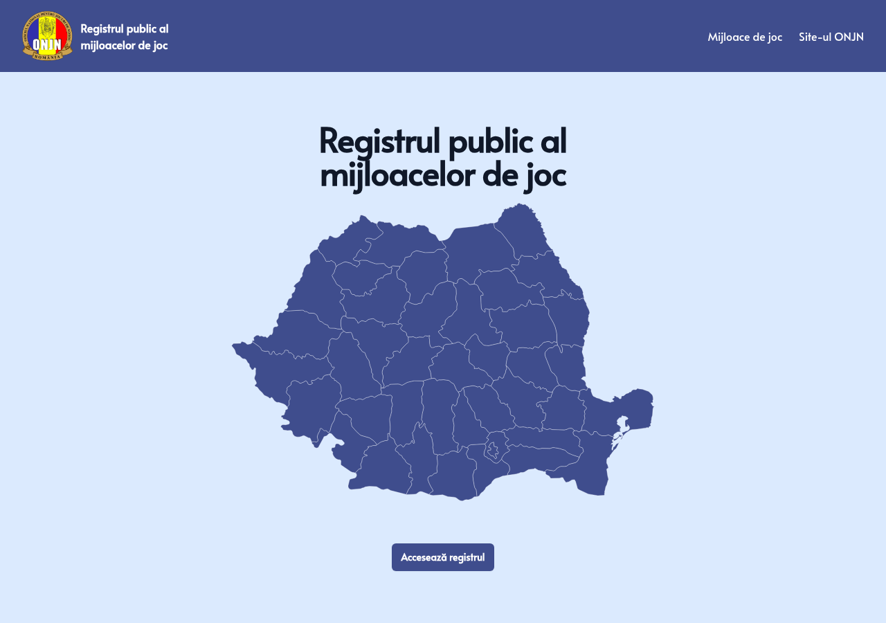 Interfața registrului public ONJN